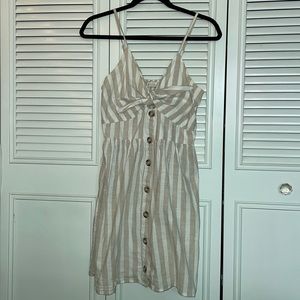 Beige and white striped sun dress